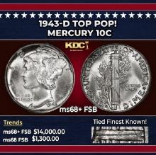 1943-d Mercury Dime TOP POP! 10c ms68+ FSB SEGS