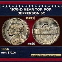 1970-d Jefferson Nickel Near Top Pop 5c ms66 SEGS