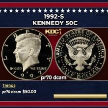 1992-s Proof Kennedy Half Dollar 50c pr70 dcam SEGS