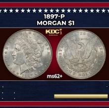 1897-p Morgan Dollar $1 Grades ms62+