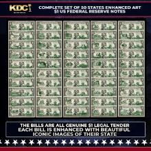 Complete Set of 50 States Enhanced Art $1 US Federal Reserve Notes (The Bills Are Real) Other Toy
