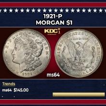 1921-p Morgan Dollar $1 Grades ms64
