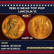 1936-d Lincoln Cent Near Top Pop 1c ms67+ rd SEGS