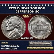 1979-d Jefferson Nickel Near Top Pop 5c ms66+ 5fs SEGS