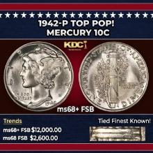 1942-p Mercury Dime TOP POP! 10c ms68+ FSB SEGS