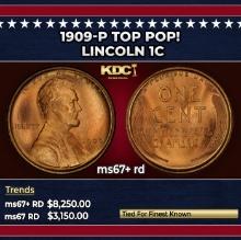 1909-p Lincoln Cent TOP POP! 1c ms67+ rd SEGS