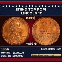 1918-d Lincoln Cent TOP POP! 1c ms66 rb SEGS