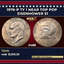 1976-p Ty 1 Eisenhower Dollar Near Top Pop $1 ms66 SEGS