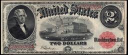 1917 $2 Large Size Legal Tender Note Thomas Jefferson Grades Select AU Signatures Speelman/White