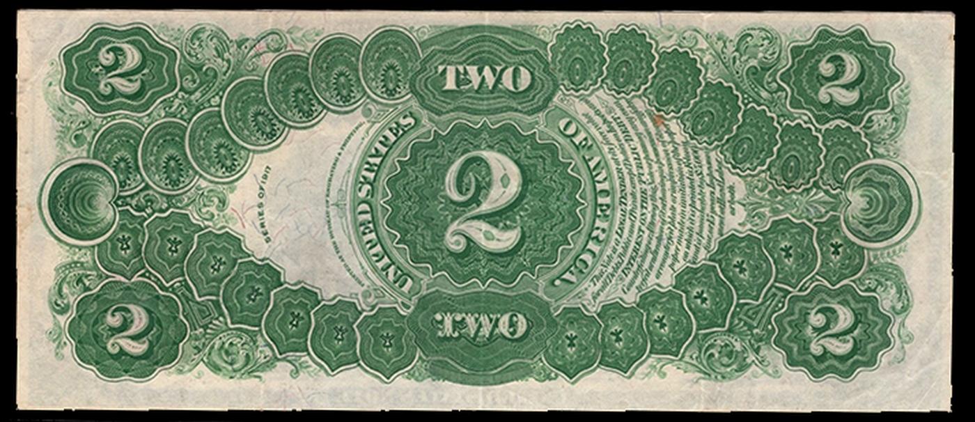 1917 $2 Large Size Legal Tender Note Thomas Jefferson Grades Select AU Signatures Speelman/White