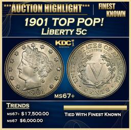 1901 Liberty Nickel TOP POP! 5c ms67+ SEGS