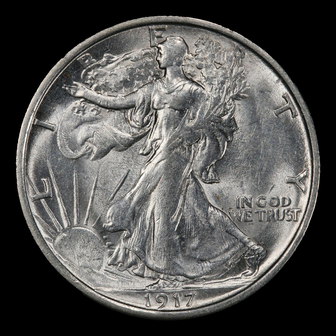 1917-s Reverse Walking Liberty Half Dollar 50c ms63 USCG