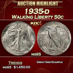 1935-d Walking Liberty Half Dollar 50c ms65 SEGS