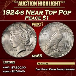 1924-s Peace Dollar Near Top Pop $1 ms65 SEGS