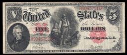 1907 $5 Large Size Legal Tender Note "WoodChopper" Grades vf+ Signatures Speelman/White