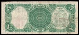 1907 $5 Large Size Legal Tender Note "WoodChopper" Grades vf+ Signatures Speelman/White
