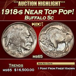 1918-s Buffalo Nickel Near Top Pop! 5c ms65 SEGS