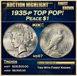 1935-p Peace Dollar TOP POP! $1 ms67 SEGS