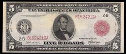 1914 $5 Large Size Red Seal FRN Rare Red Seal Grades xf FR-835