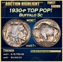 1930-p Buffalo Nickel TOP POP! 5c ms67+ SEGS