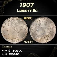 1907 Liberty Nickel 5c ms65+ SEGS