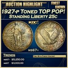 1927-p Standing Liberty Quarter Toned TOP POP! 25c ms67+ SEGS