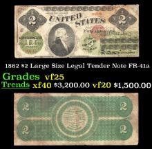 1862 $2 Large Size Legal Tender Note Grades vf+ FR-41a