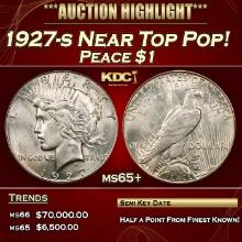 1927-s Peace Dollar Near Top Pop! $1 ms65+ SEGS