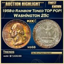 1958-d Washington Quarter Rainbow Toned TOP POP! 25c ms68 SEGS
