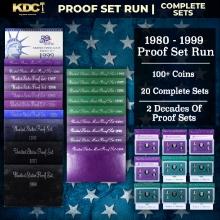 1980-1999 Proof Set Run 107 Coins 20 Complete Sets