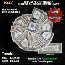 1x 1934 $1 Funnyback Blue Seal Silver Certificate Grades CU