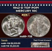 1942-d Mercury Dime TOP POP! 10c GEM++ FSB USCG