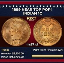 1899 Indian Cent Near Top Pop! 1c ms67 rd SEGS