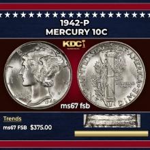1942-p Mercury Dime 10c ms67 fsb SEGS