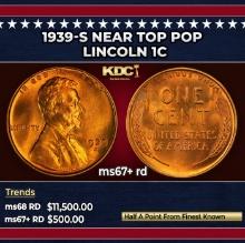 1939-s Lincoln Cent Near Top Pop 1c ms67+ rd SEGS