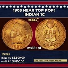 1903 Indian Cent Near Top Pop! 1c ms66+ rd SEGS