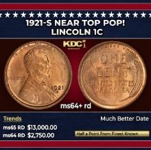 1921-s Lincoln Cent Near Top Pop! 1c ms64+ rd SEGS