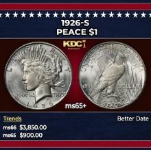 1926-s Peace Dollar $1 ms65+ SEGS