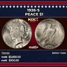 1926-s Peace Dollar $1 ms65+ SEGS