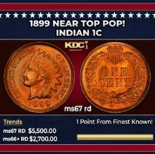 1899 Indian Cent Near Top Pop! 1c ms67 rd SEGS