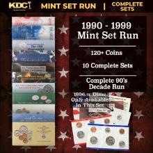 1990-1999 Full Decade Mint Set Run - 128 Coins, 10 Complete Sets