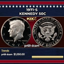 1971-s Proof Kennedy Half Dollar 50c pr69 dcam SEGS