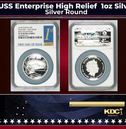 NGC NGC 2016-p Star Trek USS Enterprise High Relief  1oz Silver $1 Australlian Tuvalu  Proof pr70 dc