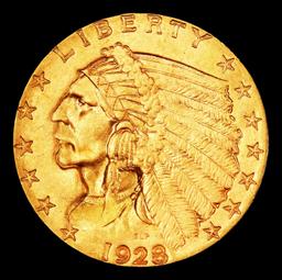 1928-p Gold Indian Quarter Eagle Near Top Pop! $2 1/2 ms66 USCG