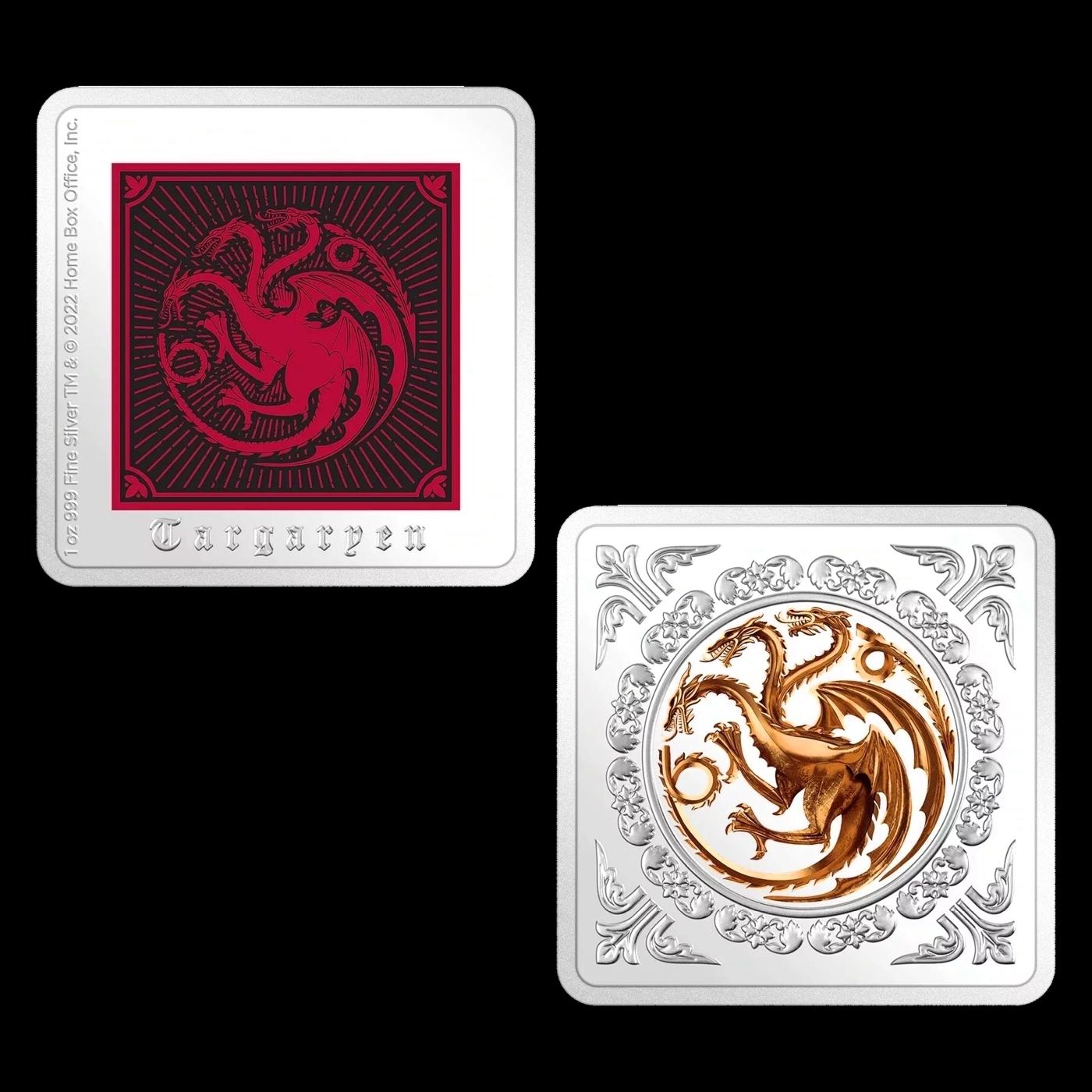 2022 Game OF Thrones Targaryen Sigil 1 oz .999 Silver Proof Medallion Other Toy