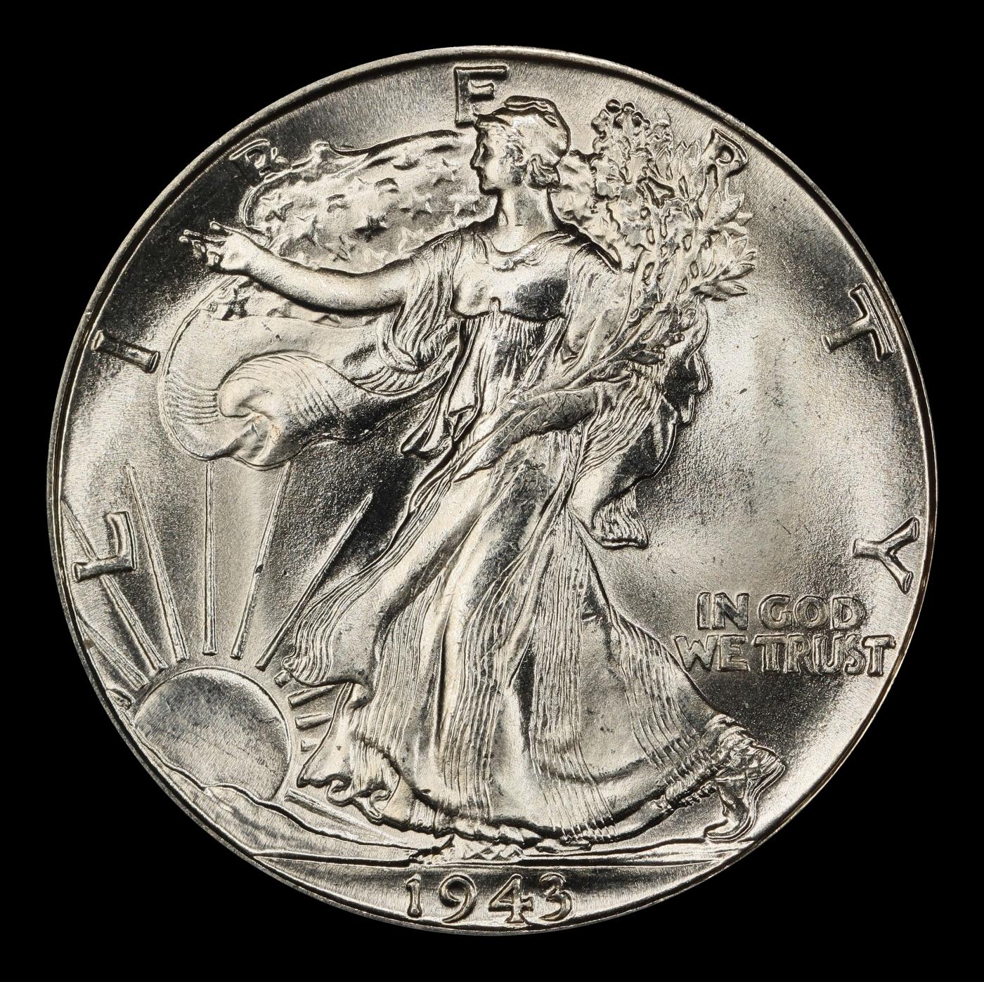 1943-d Walking Liberty Half Dollar 50c Grades ms66