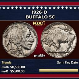 1926-d Buffalo Nickel 5c ms65+ SEGS