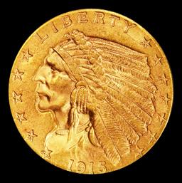 1915-p Gold Indian Quarter Eagle Near Top Pop! $2 1/2 ms65 SEGS