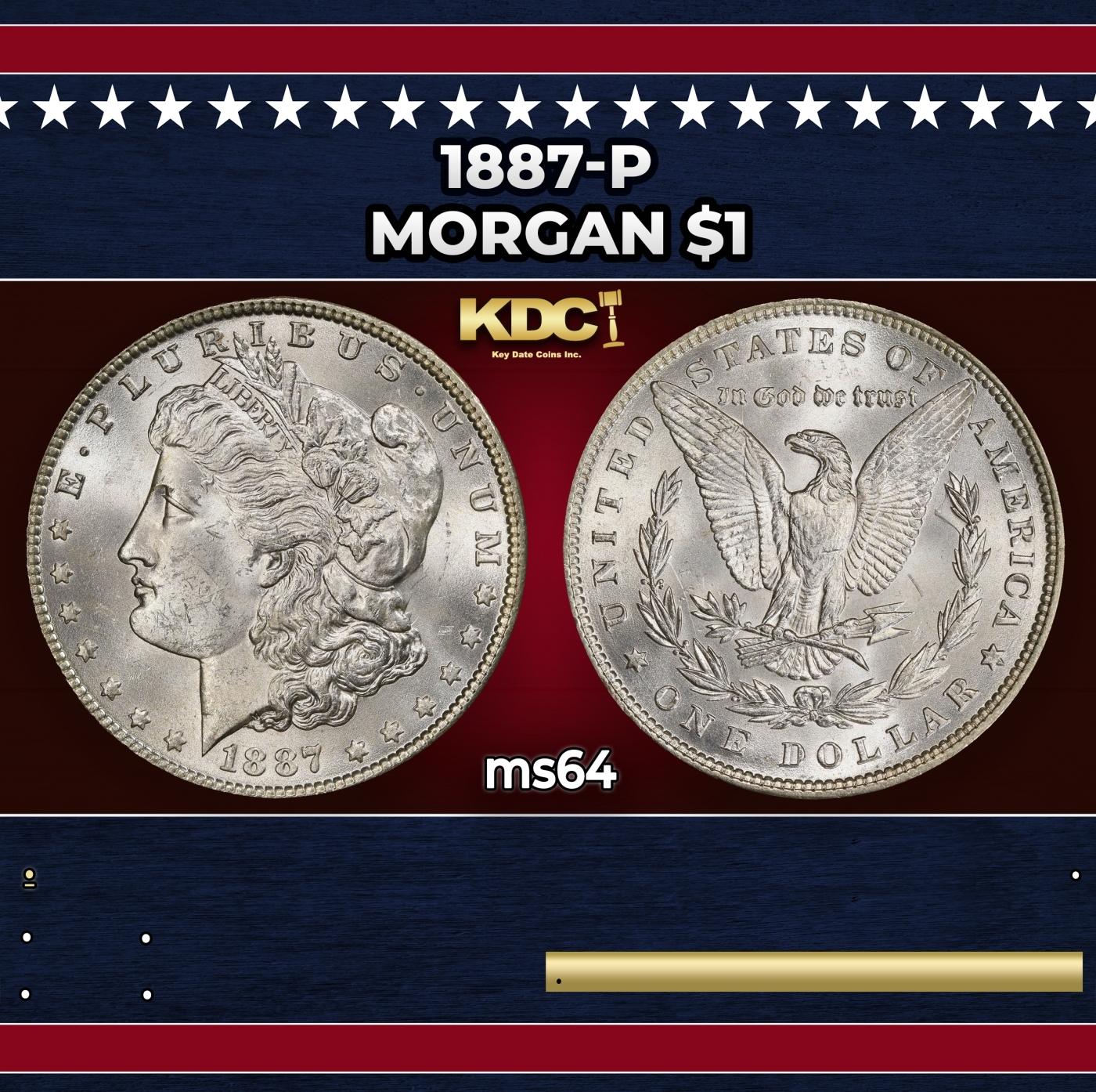 1887-p Morgan Dollar $1 Grades ms64