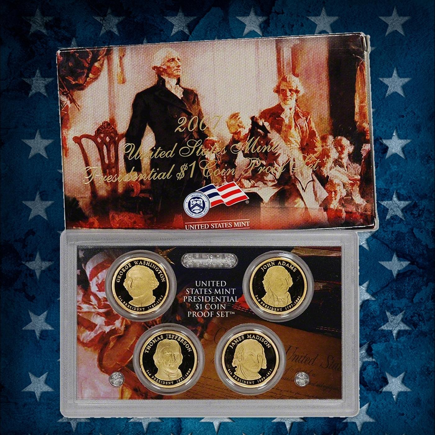 2007-2009 Presidential Dollar Proof Sets First  3 Years, 12 Coins In Original Government Packaging